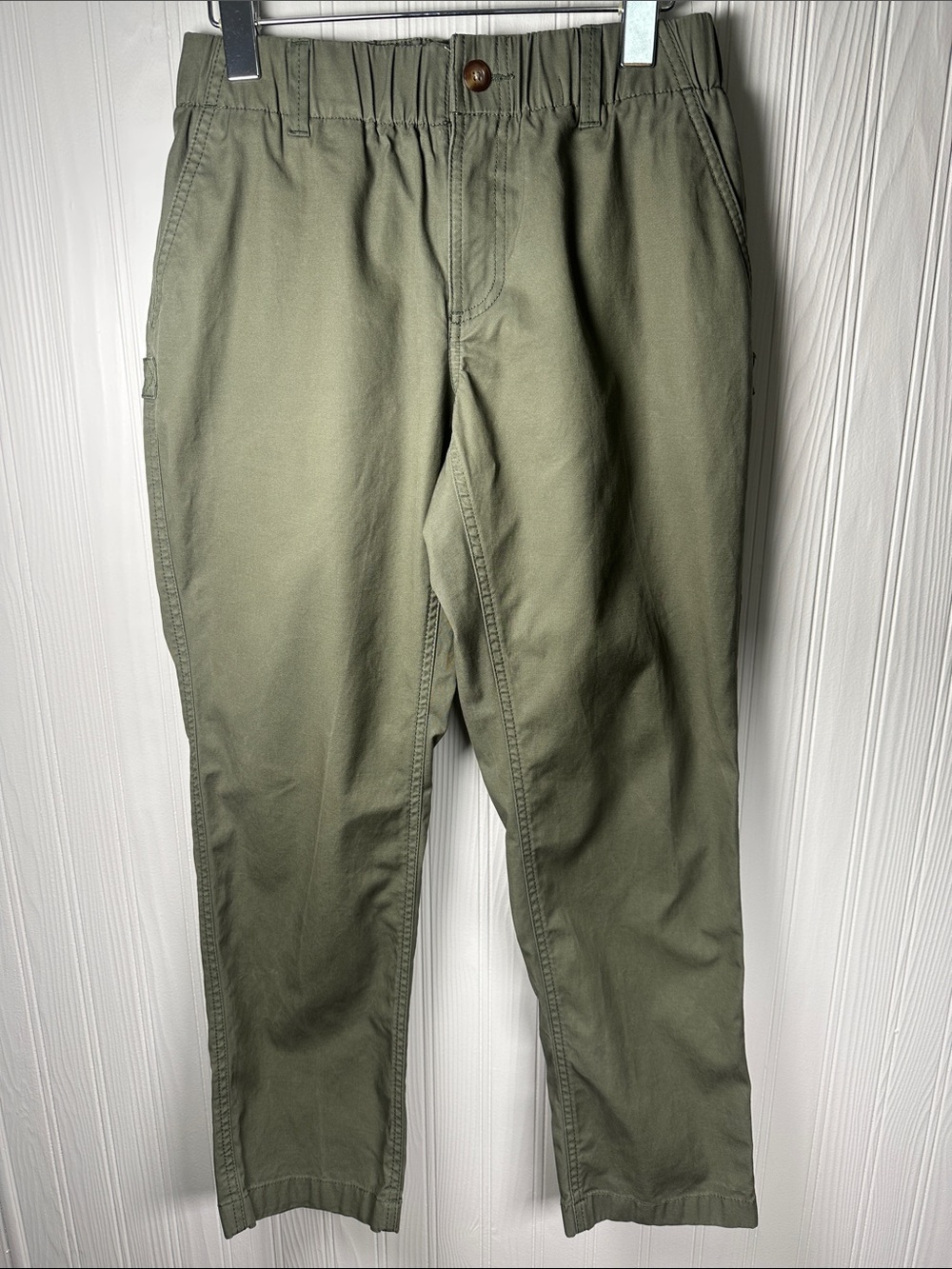 L.L. Bean Vista Camp Pants Olive Green Elastic Waist Chino Utility Tapered 6P